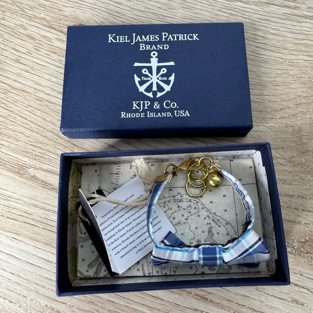Kiel James Patrick x Brooks Brothers Bracelet Blue and White Plaid Bow Tie NWT - Picture 12 of 12